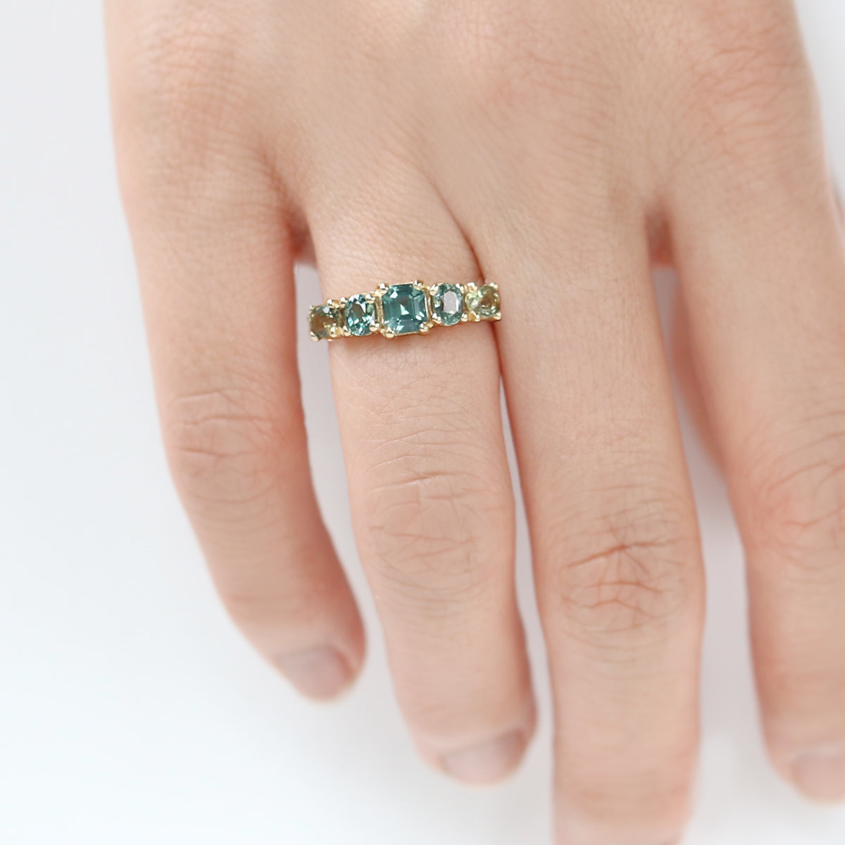 Jamie Park Jewelry - 1.7 tcw. Blue Green Ombré Sapphire Ring
