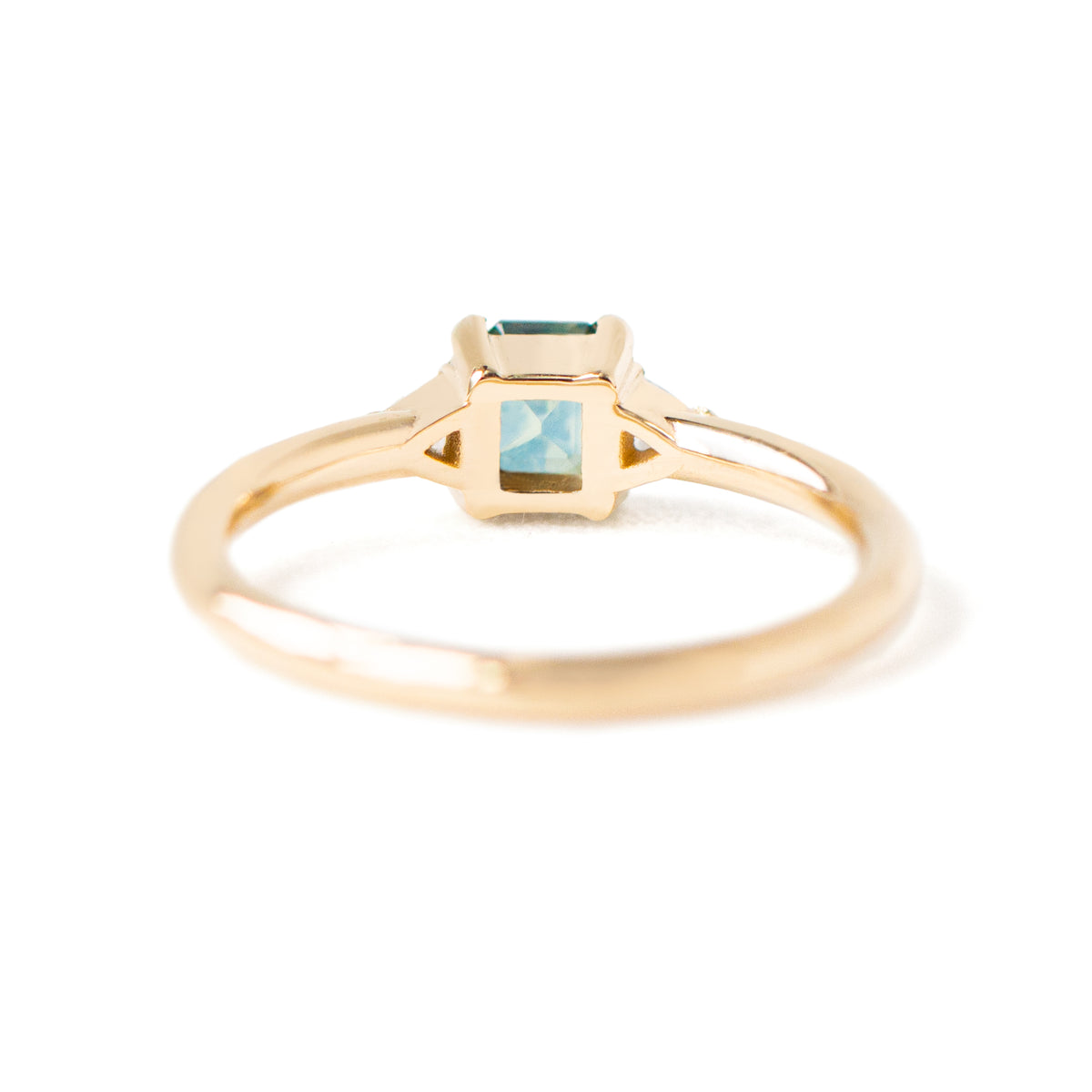 Jamie Park Jewelry - 0.7ct. Teal Sapphire Trillion Diamond Ring