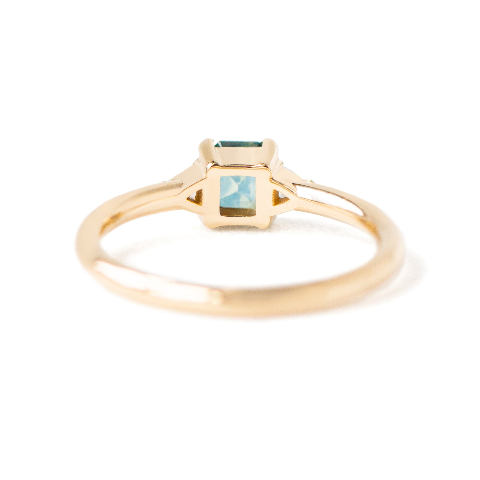 Jamie Park Jewelry - 0.7ct. Teal Sapphire Trillion Diamond Ring