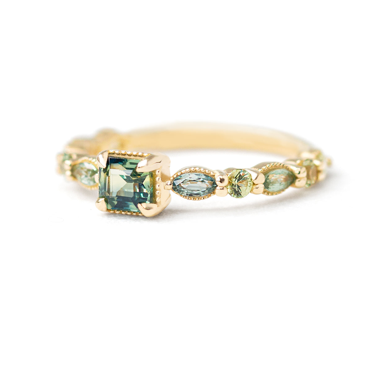 Jamie Park Jewelry - 3/4 ct. Asscher Cut Parti Sapphire Ring