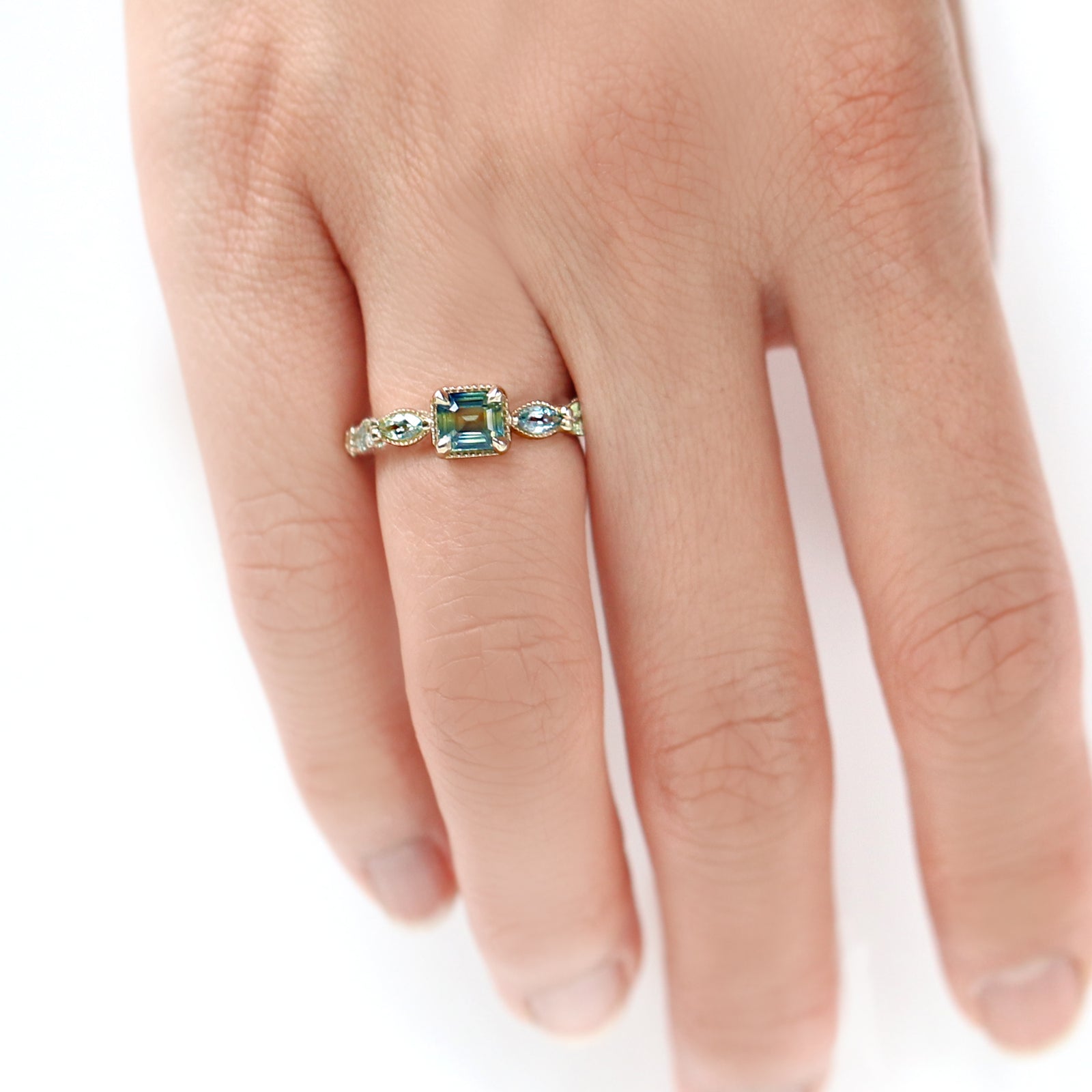 Jamie Park Jewelry - 3/4 ct. Asscher Cut Parti Sapphire Ring