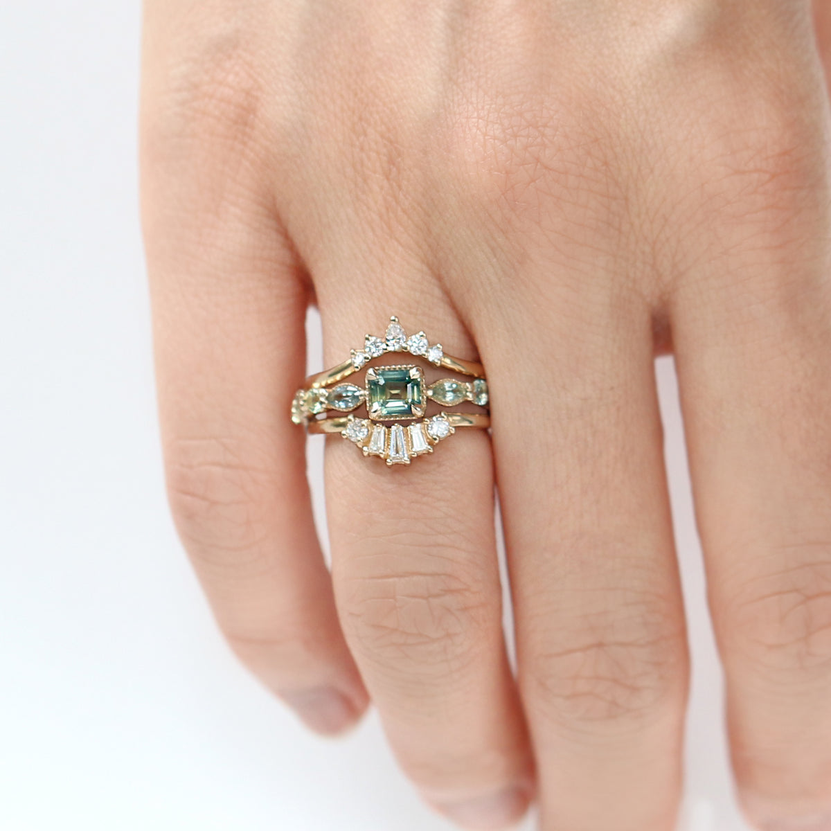 Jamie Park Jewelry - 3/4 ct. Asscher Cut Parti Sapphire Ring