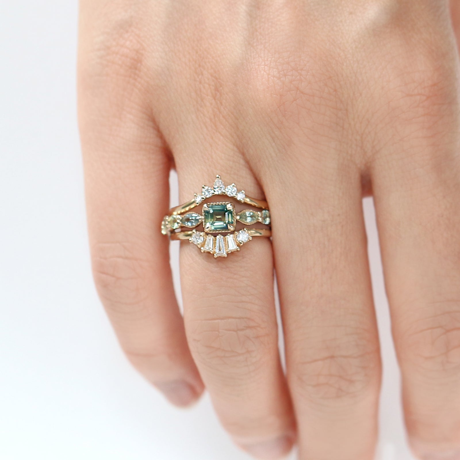 Jamie Park Jewelry - 3/4 ct. Asscher Cut Parti Sapphire Ring