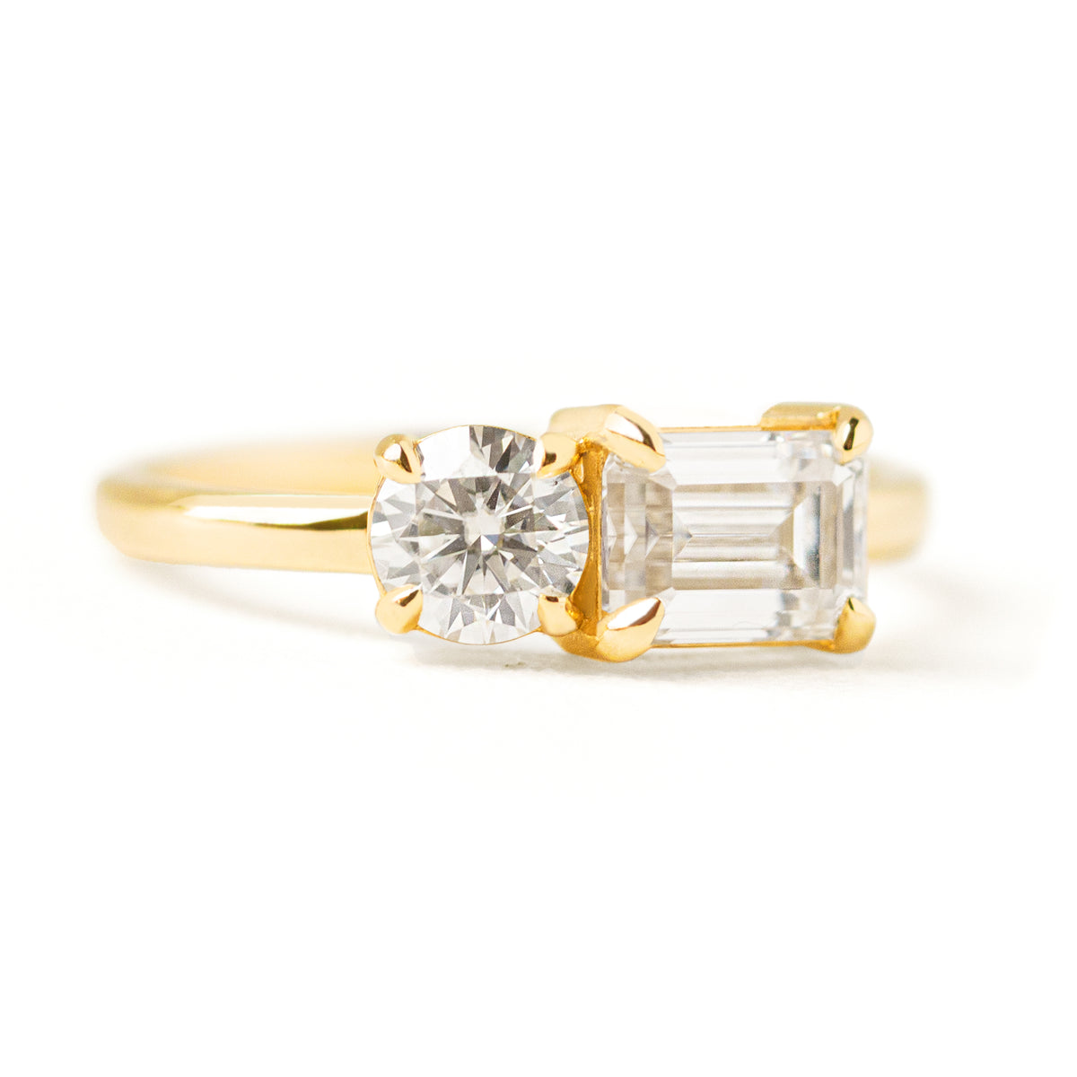 Jamie Park Jewelry -Toi Et Moi Round &amp; Emerald Moissanite Ring