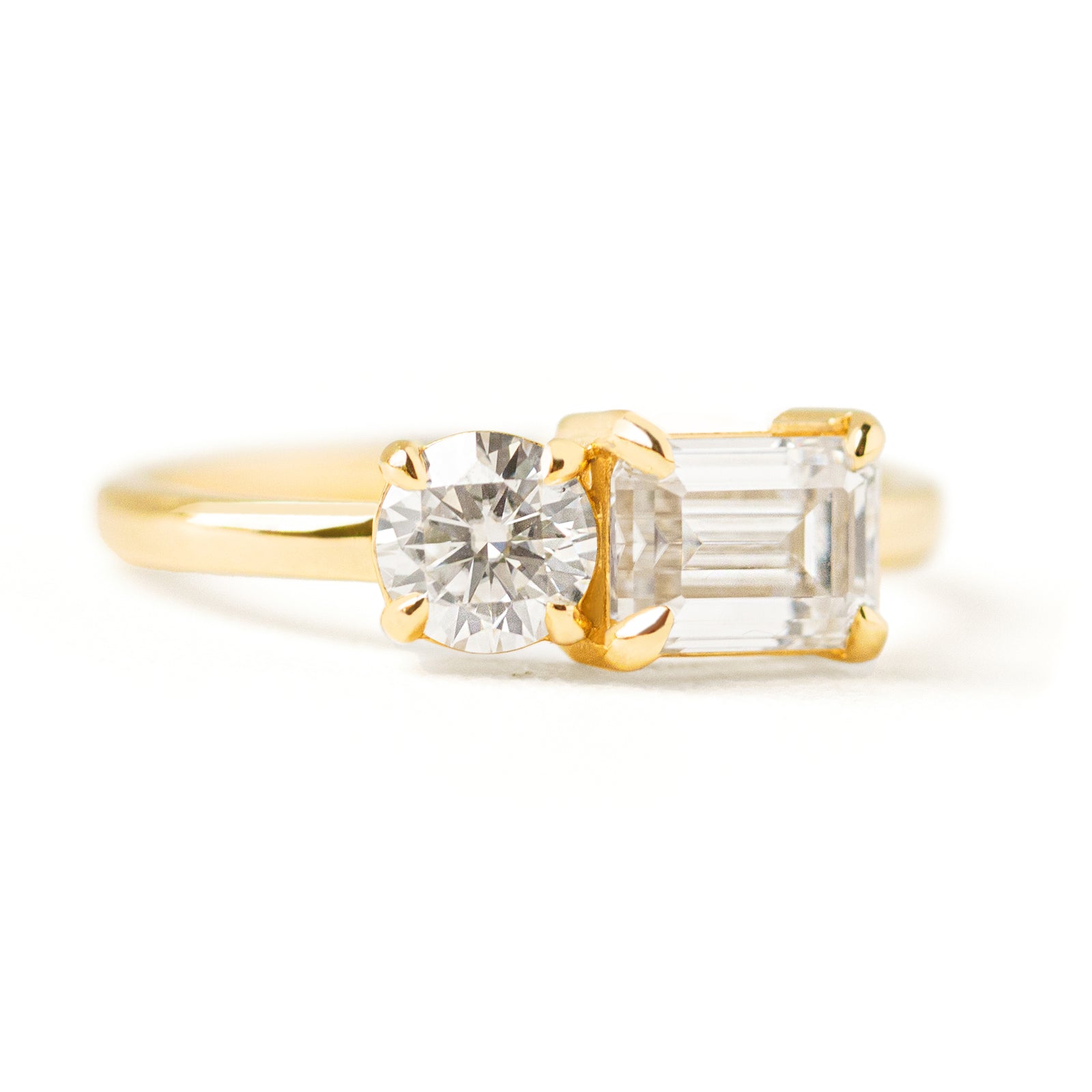 Jamie Park Jewelry -Toi Et Moi Round & Emerald Moissanite Ring