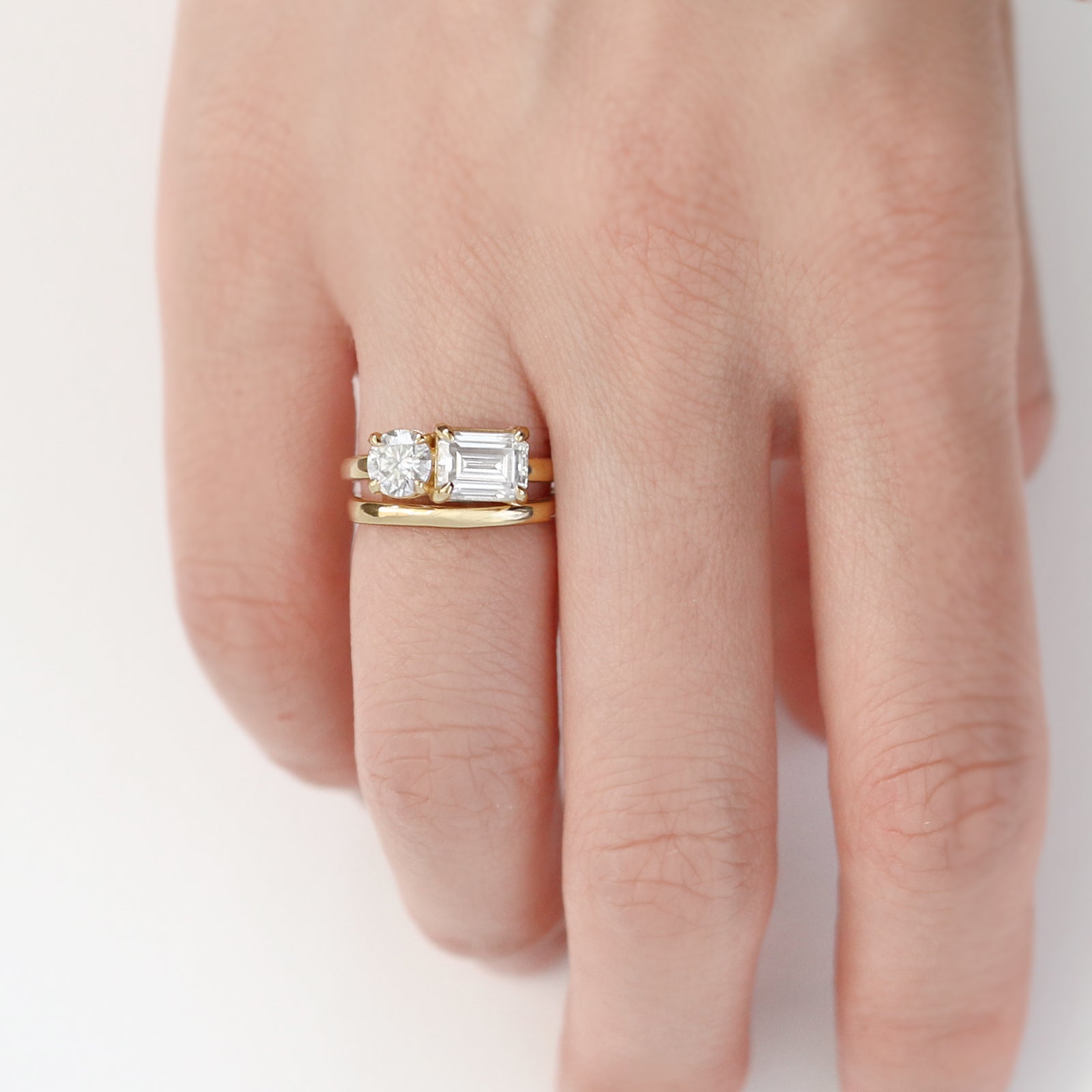 Jamie Park Jewelry -Toi Et Moi Round & Emerald Moissanite Ring