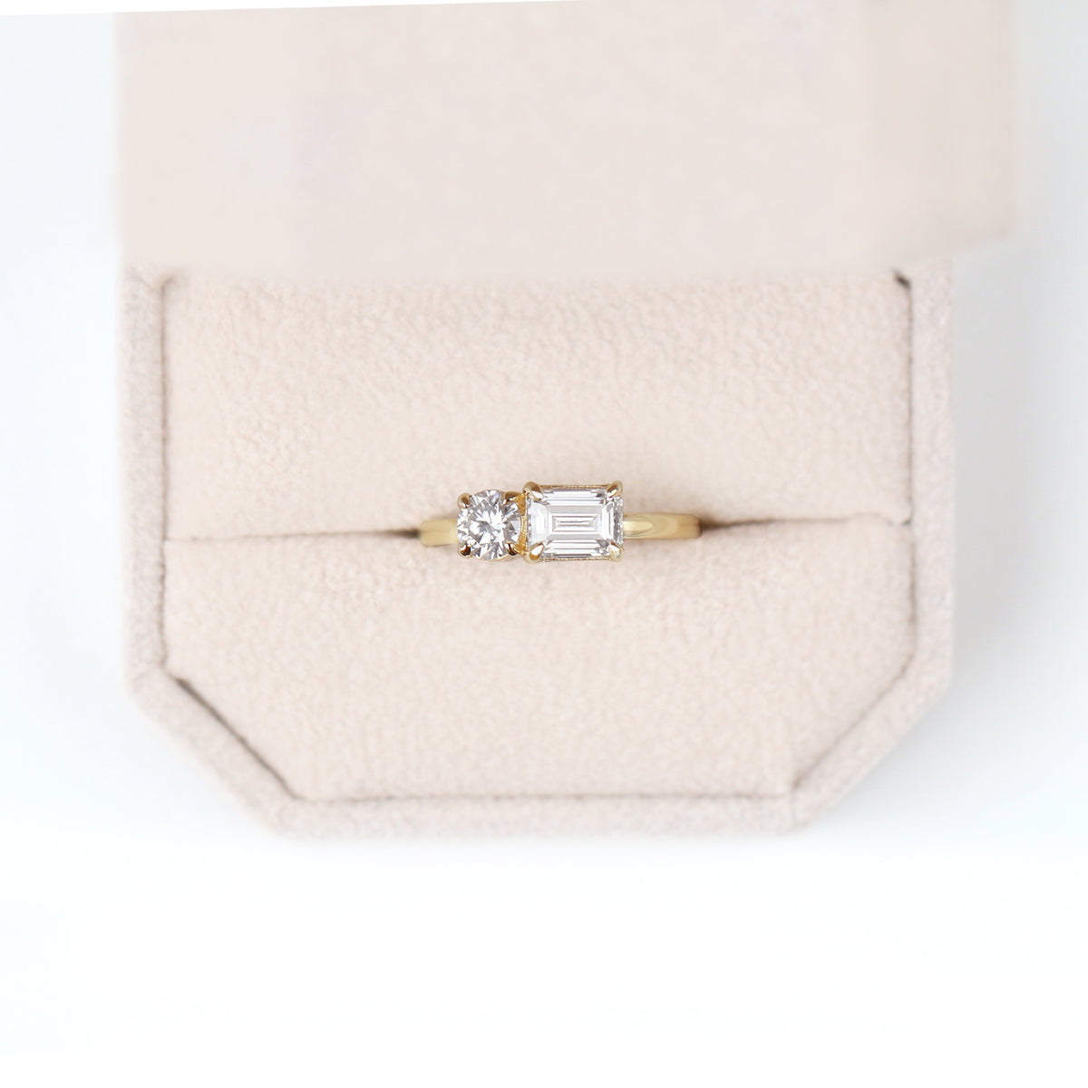 F1E8E0Jamie Park Jewelry -Toi Et Moi Round &amp; Emerald Moissanite Ring