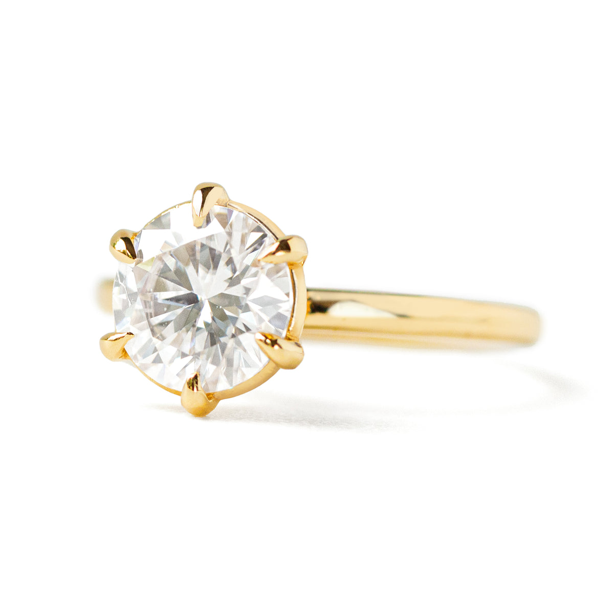 Jamie Park Jewelry -Peonia 2ct Round Moissanite RingJamie Park Jewelry -2ct. Peonia Round Six Prong Solitaire Ring - Lab White Sapphire/ Moissanite