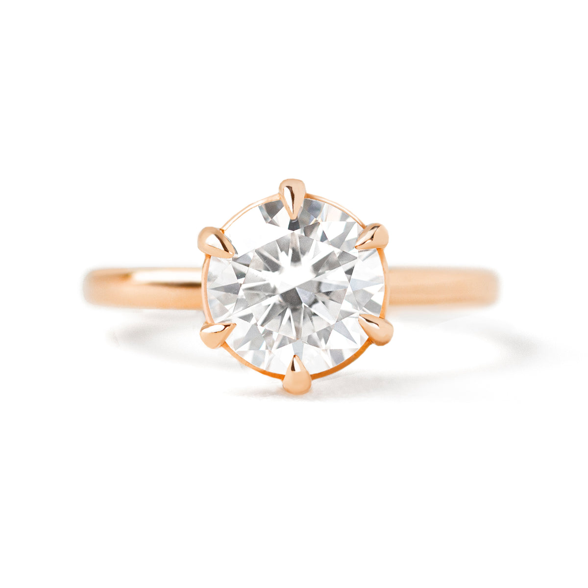 Jamie Park Jewelry -Peonia 2ct Round Moissanite RingJamie Park Jewelry -2ct. Peonia Round Six Prong Solitaire Ring - Lab White Sapphire/ Moissanite