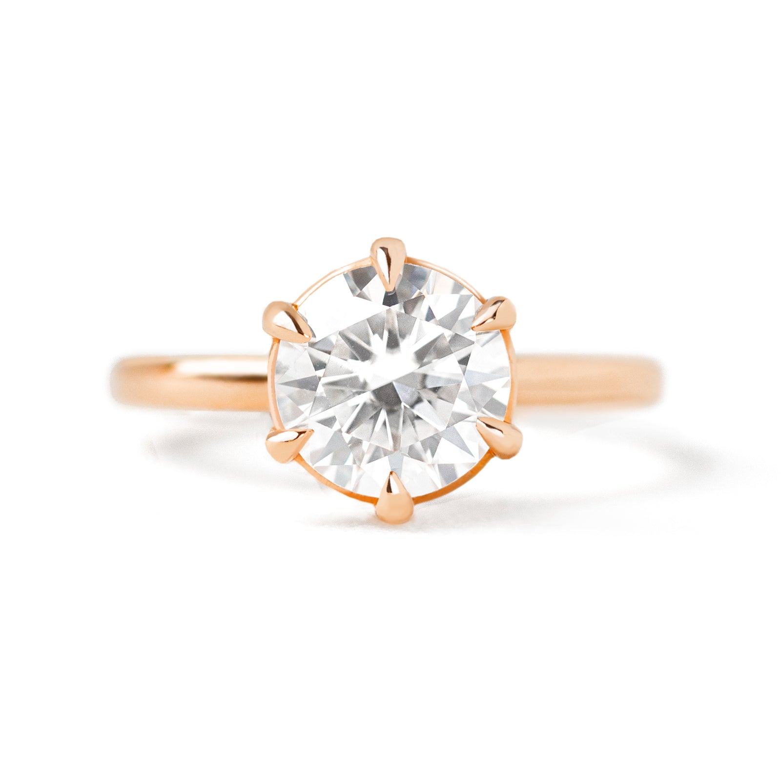 Jamie Park Jewelry -Peonia 2ct Round Moissanite RingJamie Park Jewelry -2ct. Peonia Round Six Prong Solitaire Ring - Lab White Sapphire/ Moissanite