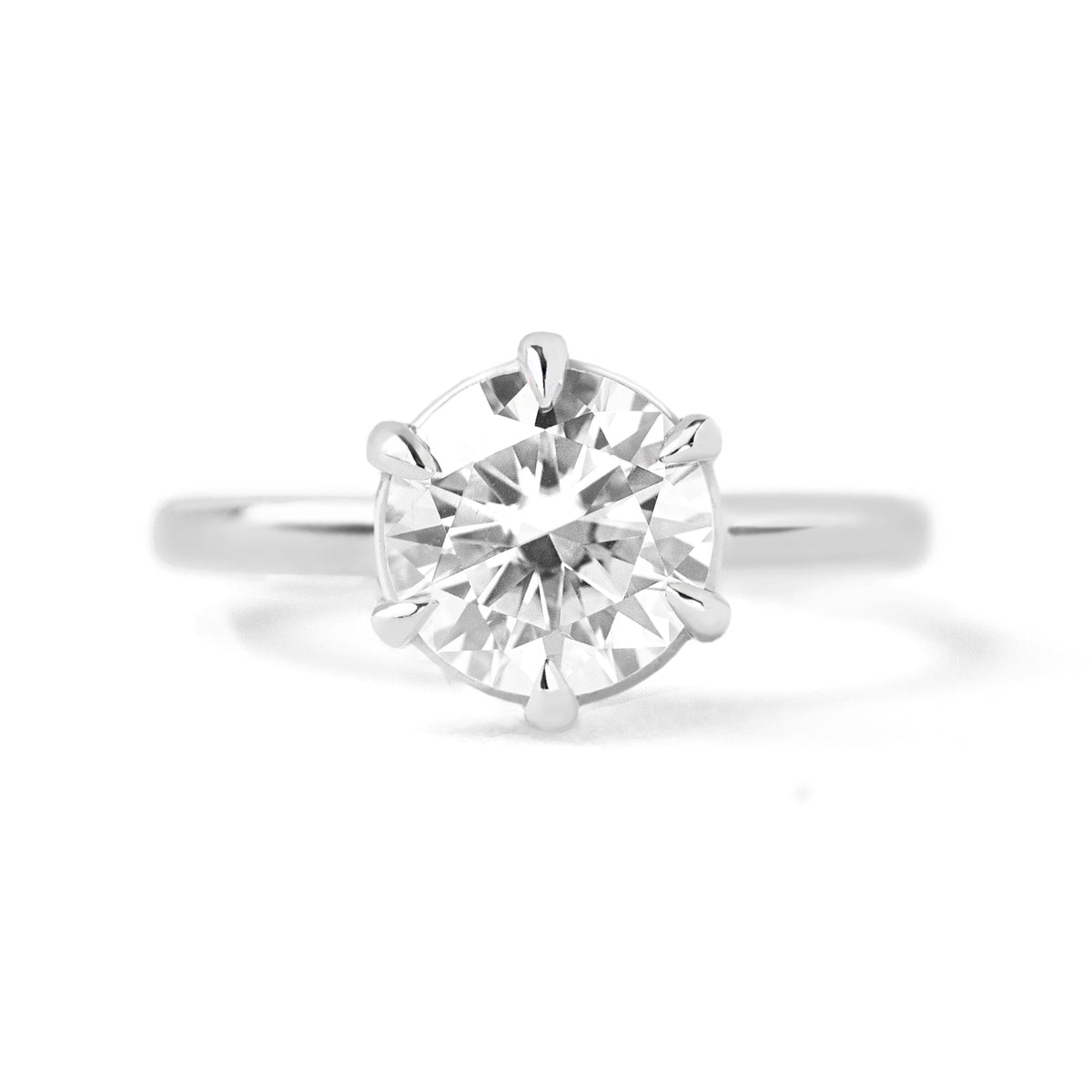 Jamie Park Jewelry -Peonia 2ct Round Moissanite RingJamie Park Jewelry -2ct. Peonia Round Six Prong Solitaire Ring - Lab White Sapphire/ Moissanite