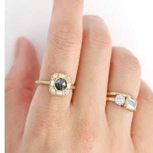 Rustic Bezel Salt and Pepper Diamond RingJamie Park Jewelry - Rustic Bezel Salt and Pepper Diamond Ring