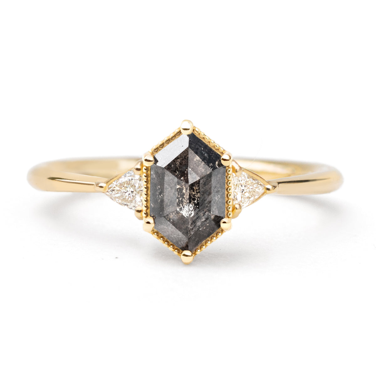 Jamie Park Jewelry -1.13 tcw. Hexagon Cut Salt and Pepper Diamond Ring