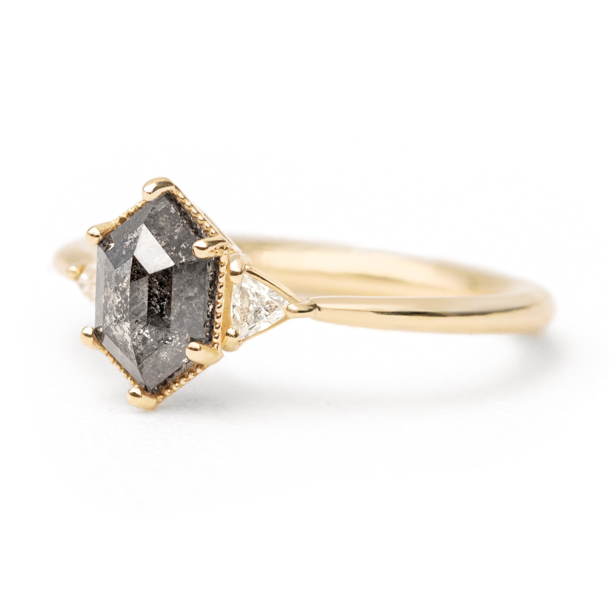 Jamie Park Jewelry -1.13 tcw. Hexagon Cut Salt and Pepper Diamond Ring