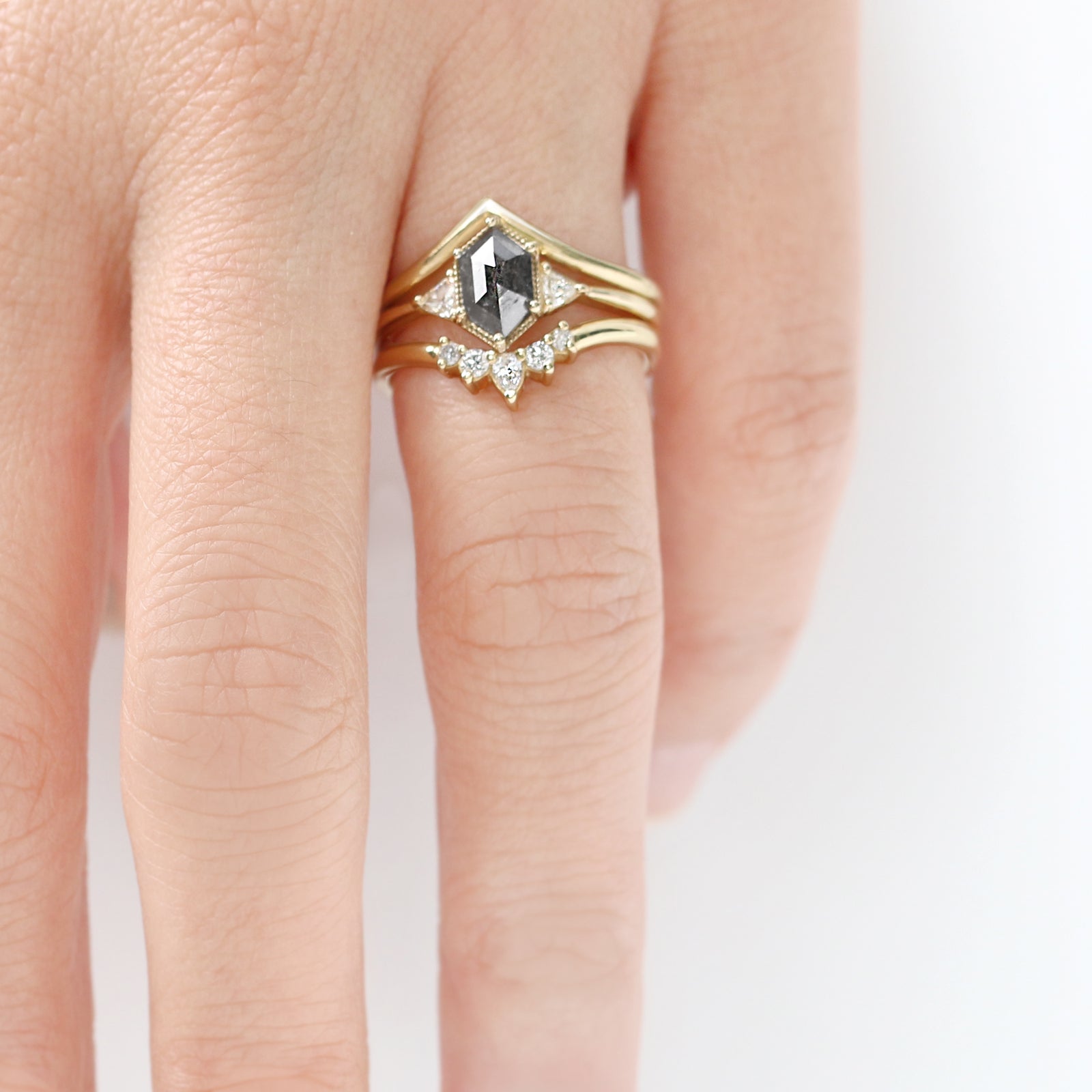 Jamie Park Jewelry -1.13 tcw. Hexagon Cut Salt and Pepper Diamond Ring