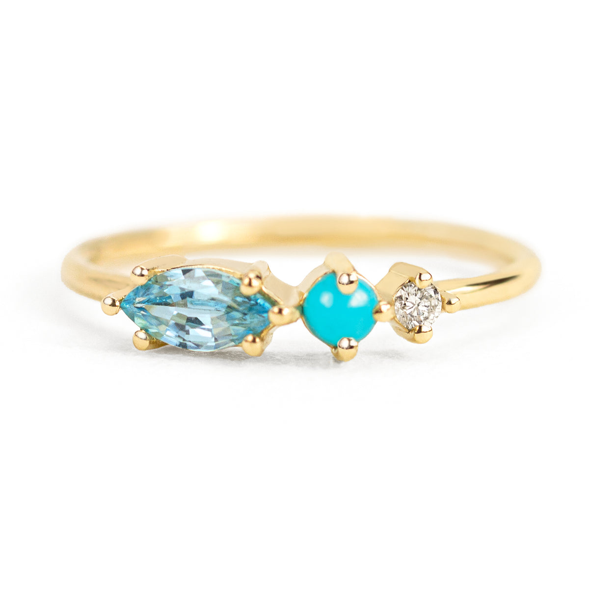Jamie Park Jewelry - Blue Zircon Turquoise Diamond Ring