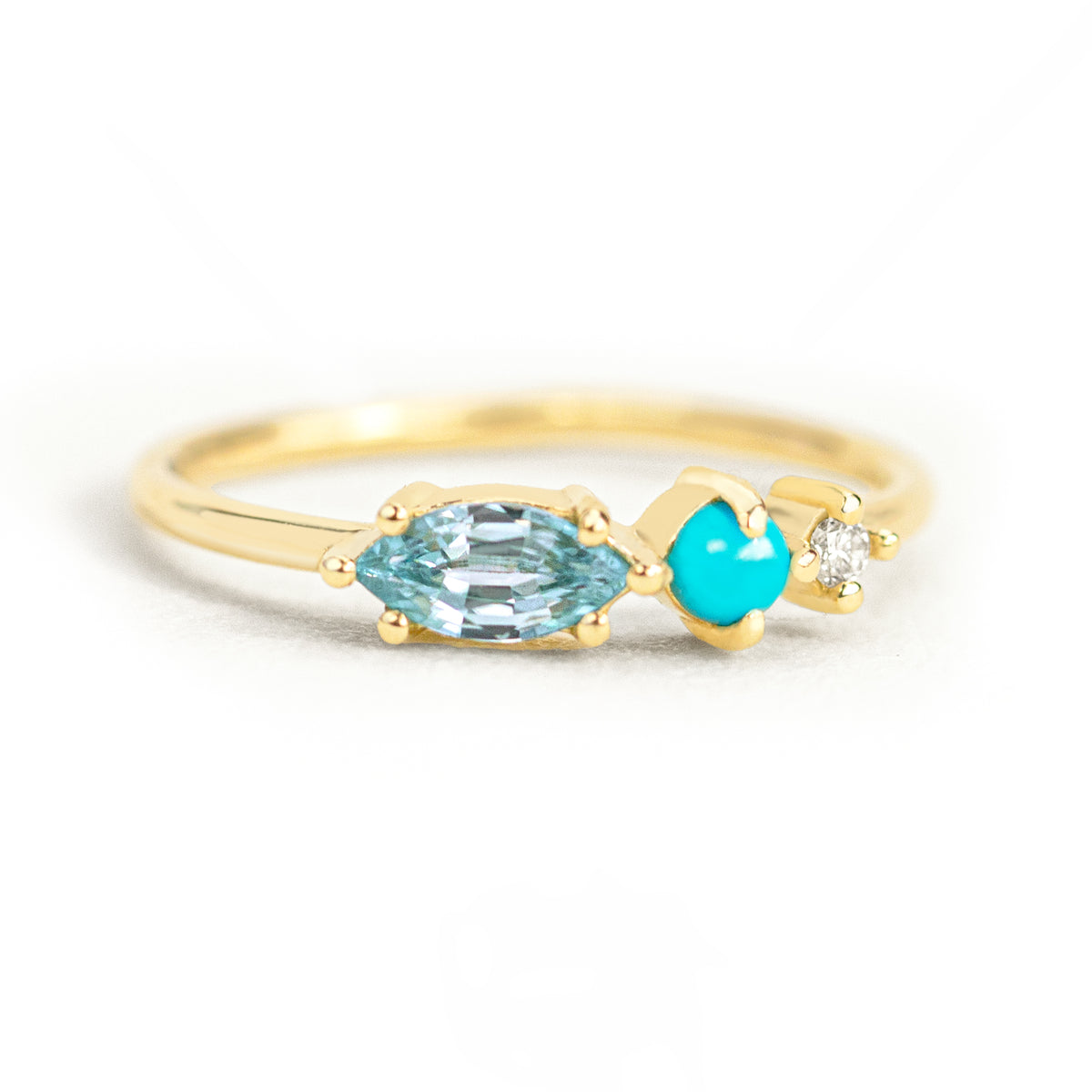 Jamie Park Jewelry - Blue Zircon Turquoise Diamond Ring