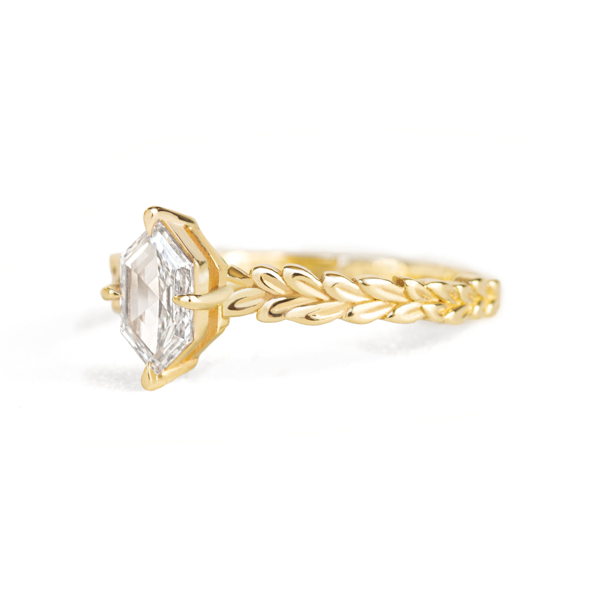 Jamie Park Jewelry | Meadow Dutch Marquise Diamond RingJamie Park Jewelry | Meadow Dutch Marquise Diamond Ring, Hexagon diamond, olive leaf band