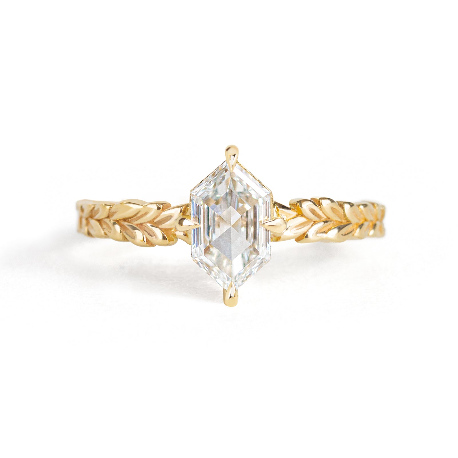 Jamie Park Jewelry | Meadow Dutch Marquise Diamond RingJamie Park Jewelry | Meadow Dutch Marquise Diamond Ring, Hexagon diamond, olive leaf band