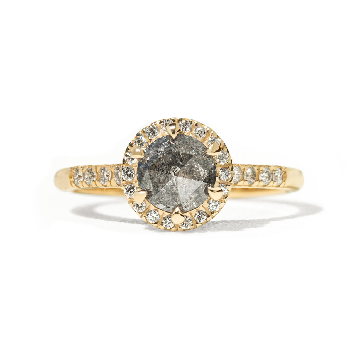 Joy 1.11ct Round Salt and Pepper Diamond Halo Ring