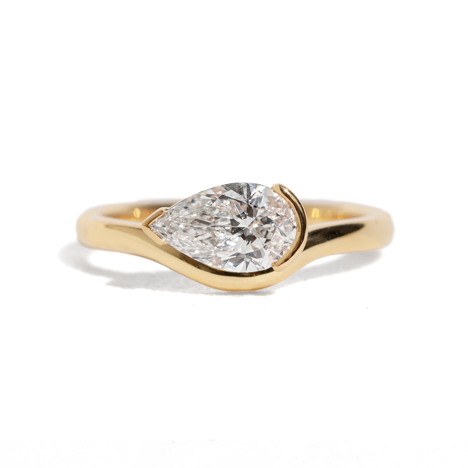 Flow 1ct Pear East West Half Bezel Ring