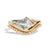 A light blue sapphrie ring and a diamond band on a white background
