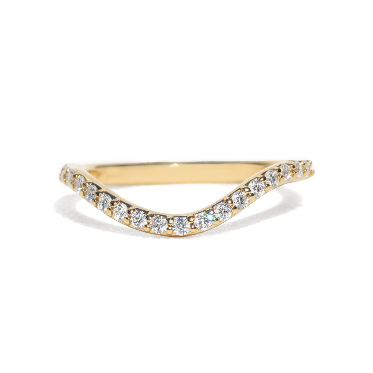 A diamond band on a white background
