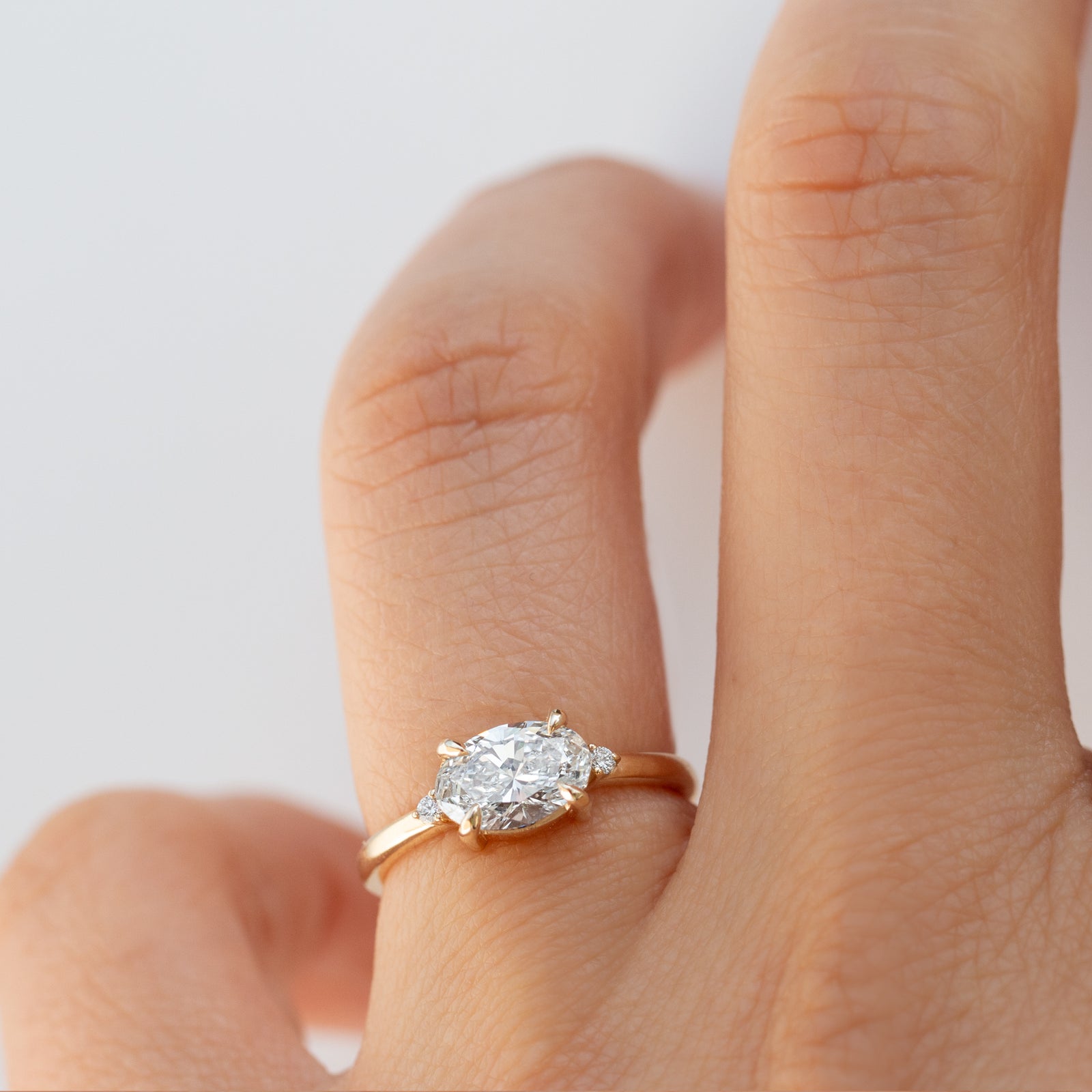 Ella 1ct  East-West Oval Ring-The best-selling Ella Ring has an east-west oval setting that features an oval center diamond or moissanite. Crafted with a timeless and modern style, this ring makes for the perfect engagement ring or anniversary gift.  More carat and color/clarity options are available. Contact us for more information.