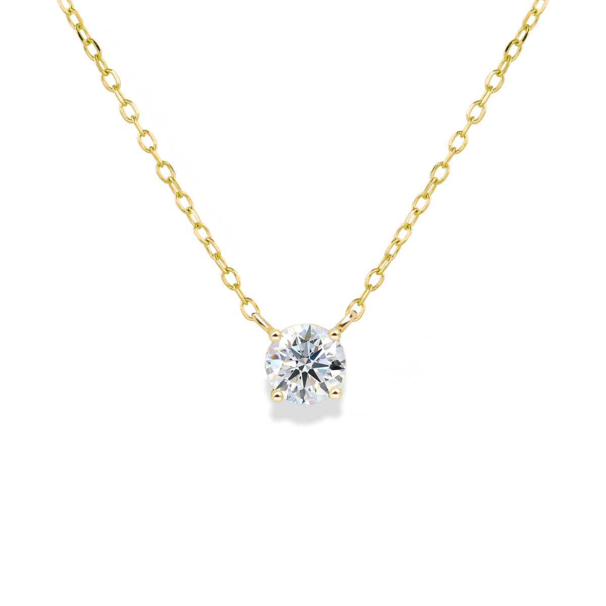 Jamie Park Jewelry - Round Diamond Solitaire Necklace This Round Diamond Solitaire Necklace features a sparkling lab diamond, set in a classic four prong design. With each diamond certified by IGI, this necklace makes for a timeless and cherished gift, perfect for any special occasion. Add a touch of elegance to any outfit with this beautiful piece. Chain length 16-18&quot;&amp;nbsp;