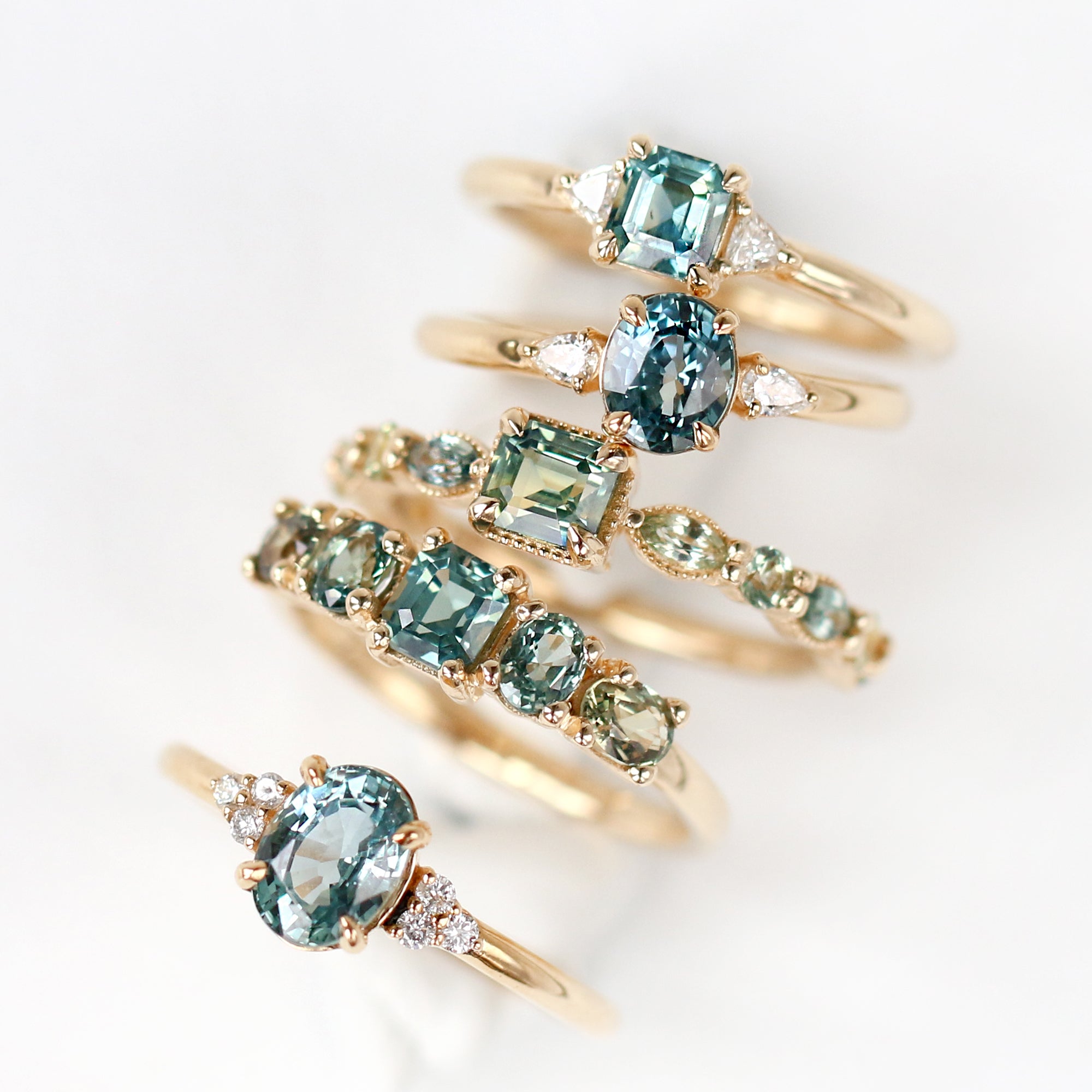 Jamie Park Jewelry - 1.7 tcw. Blue Green Ombré Sapphire Ring