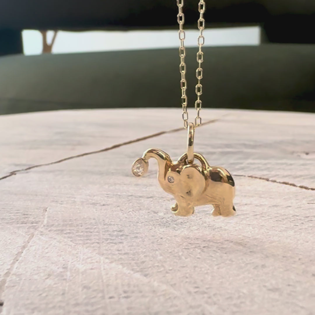 Diamond Elephant Charm Necklace