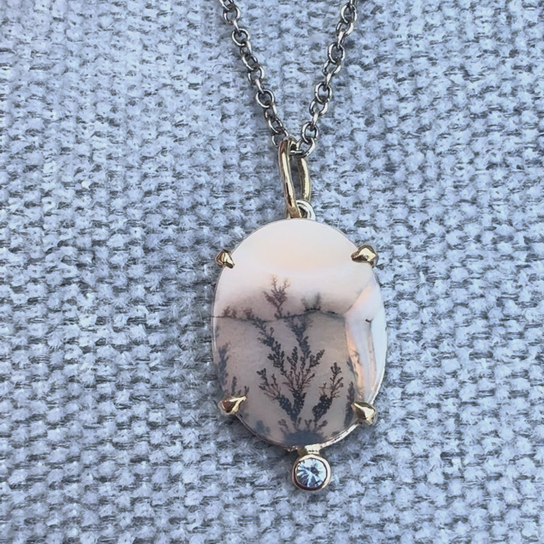 Landscape Agate & Sapphire Necklace