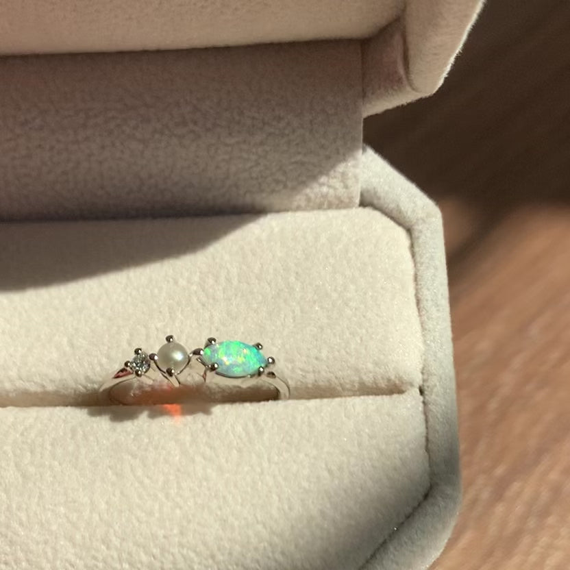 Opal Pearl Diamond Ring