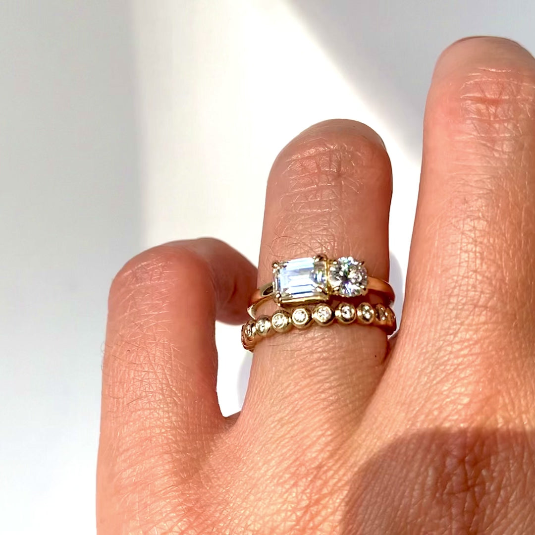 Jamie Park Jewelry -Toi Et Moi Round & Emerald Moissanite Ring