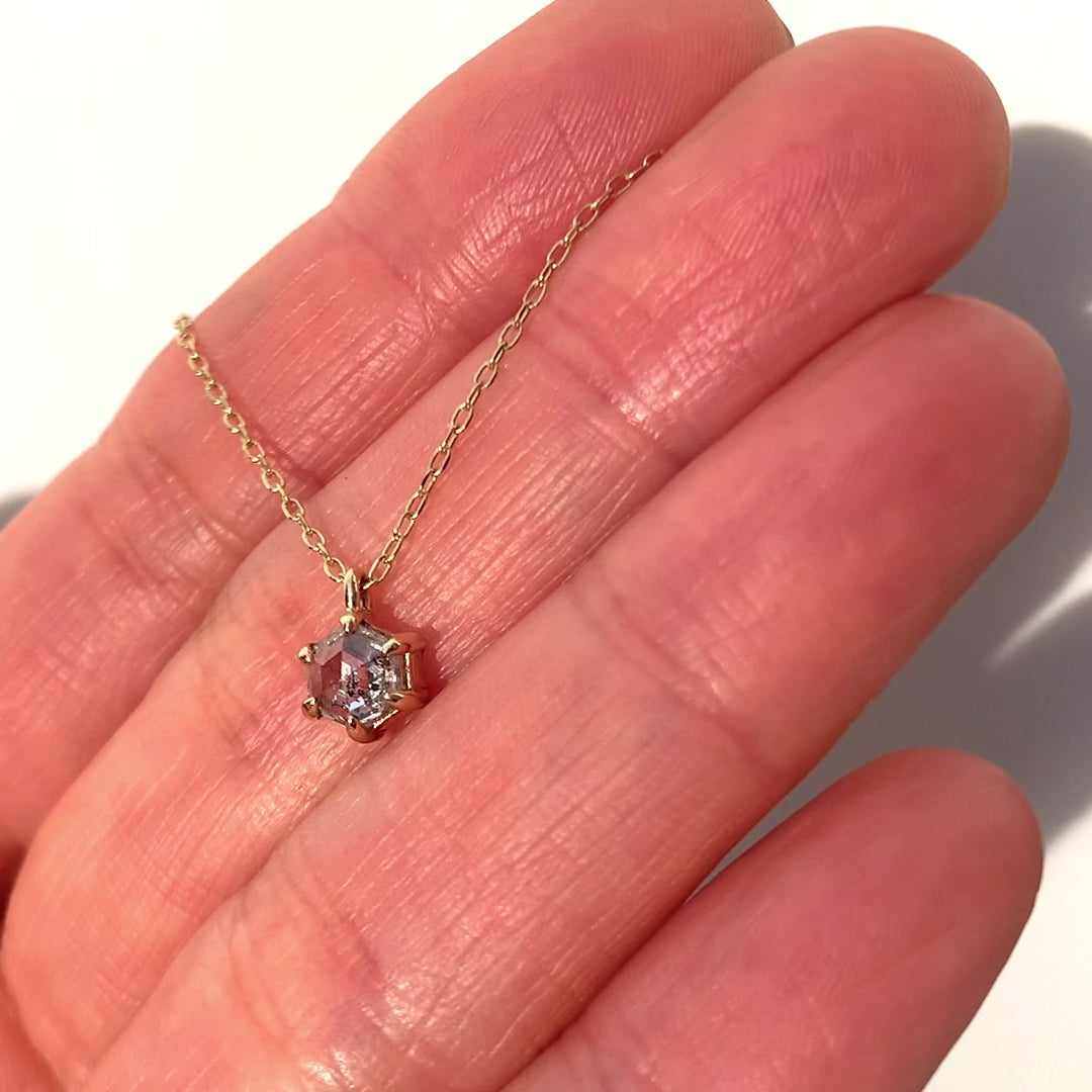 Hexagon Salt and Pepper Diamond Necklace