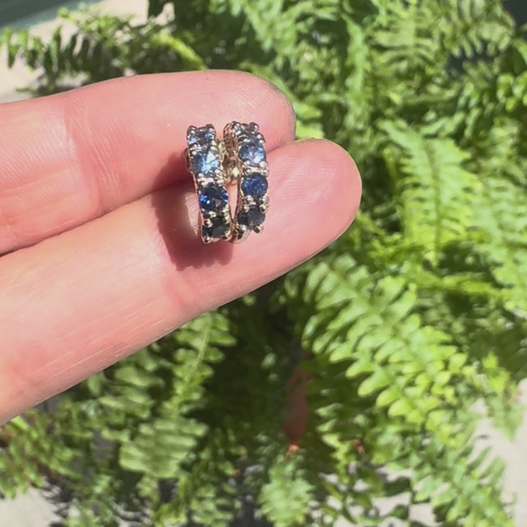 Ombré Blue Sapphire Hoop Earrings