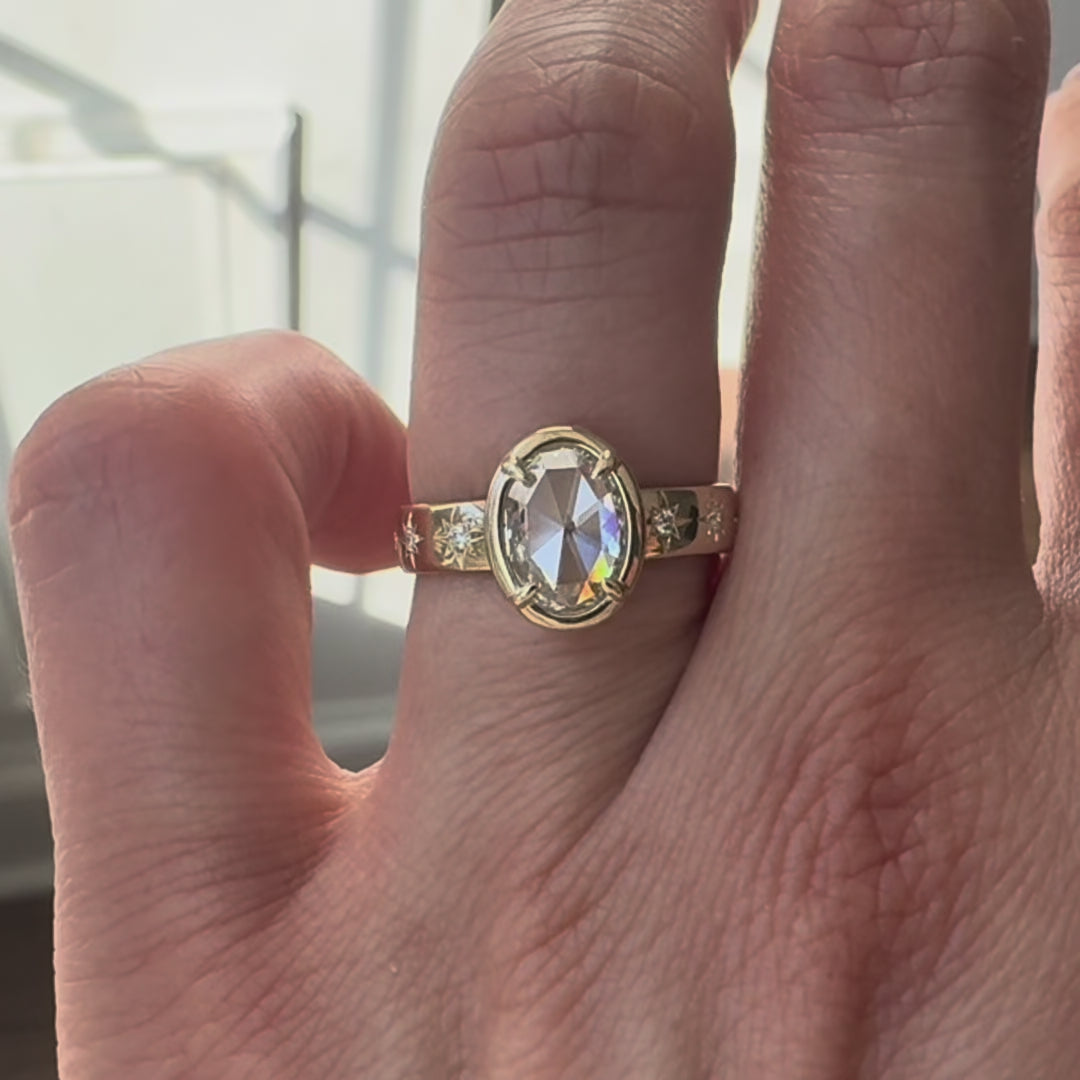 Florence 1ct Oval Rose Cut Diamond Ring