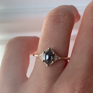 Jamie Park Jewelry -1.13 tcw. Hexagon Cut Salt and Pepper Diamond Ring