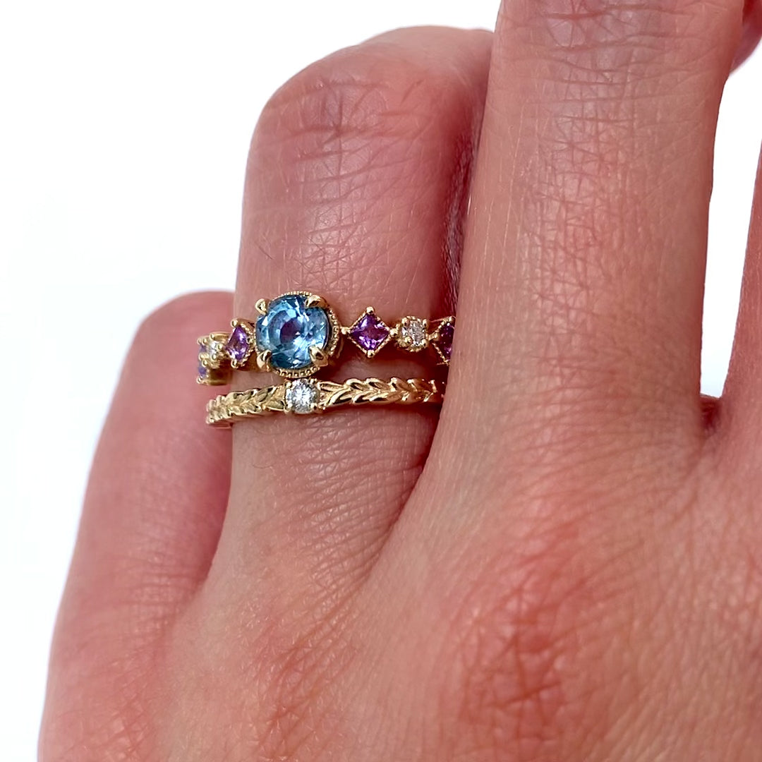 Add effortless elegance to your everyday style with the Meadow Diamond Ring. The intricate Meadow pattern exudes sophistication, making it a perfect choice for both casual and formal occasions. Elevate your look with this beautiful and versatile piece, perfect as a delicate engagement ring or as a complement to your wedding band.