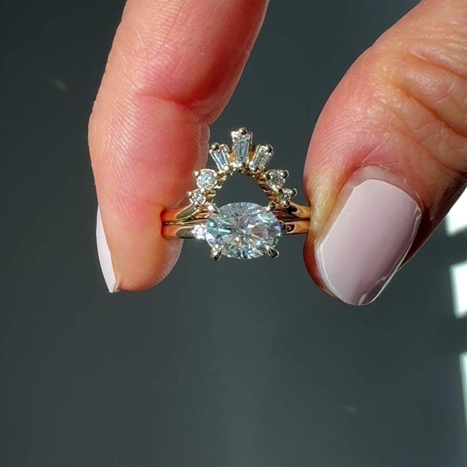 Ella 1ct  East-West Oval Ring-The best-selling Ella Ring has an east-west oval setting that features an oval center diamond or moissanite. Crafted with a timeless and modern style, this ring makes for the perfect engagement ring or anniversary gift.  More carat and color/clarity options are available. Contact us for more information.