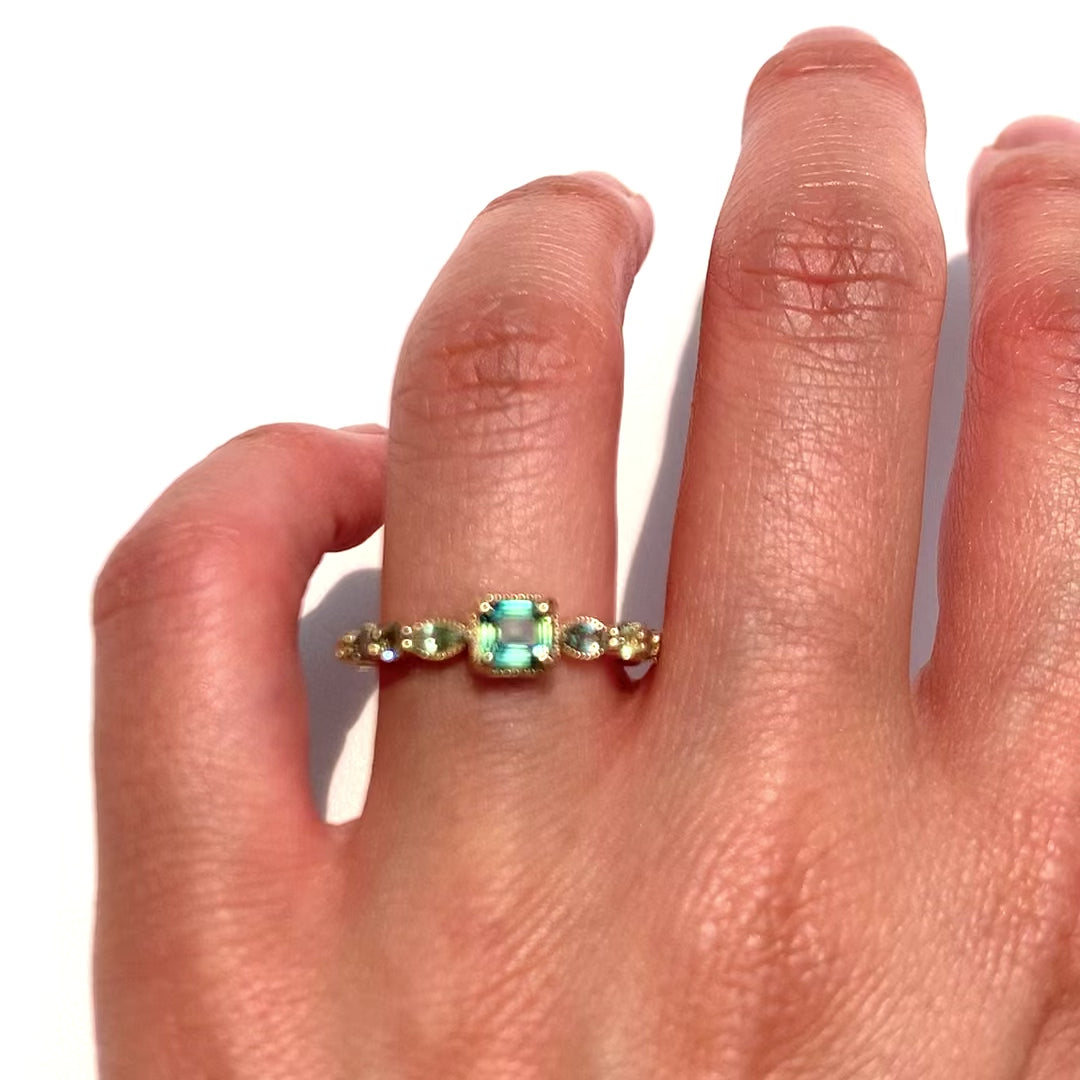 Asscher Cut Green Sapphire Ring