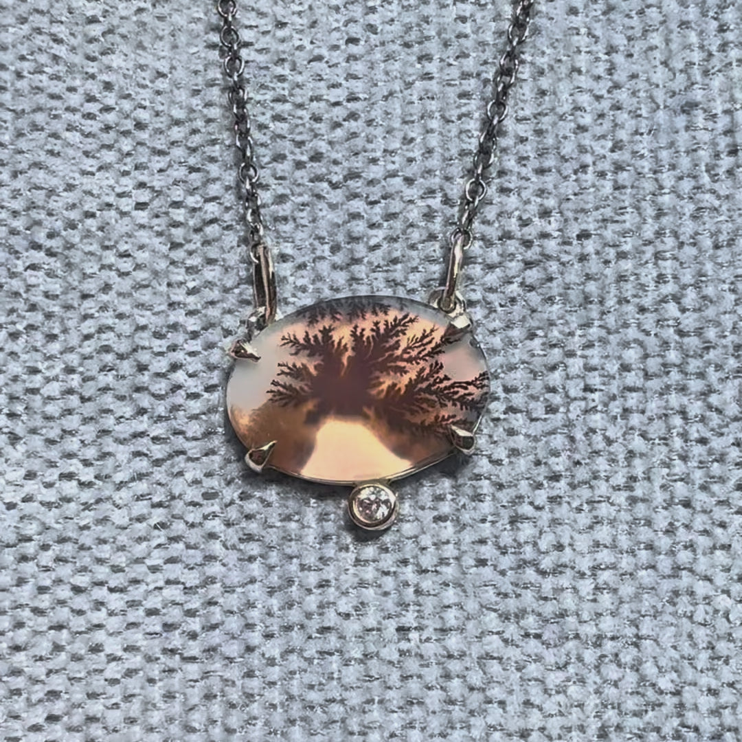 Landscape Agate & Diamond Necklace