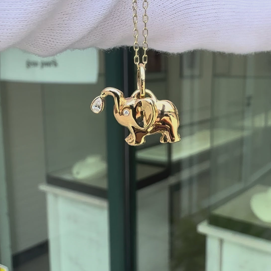 Diamond Elephant Charm Necklace