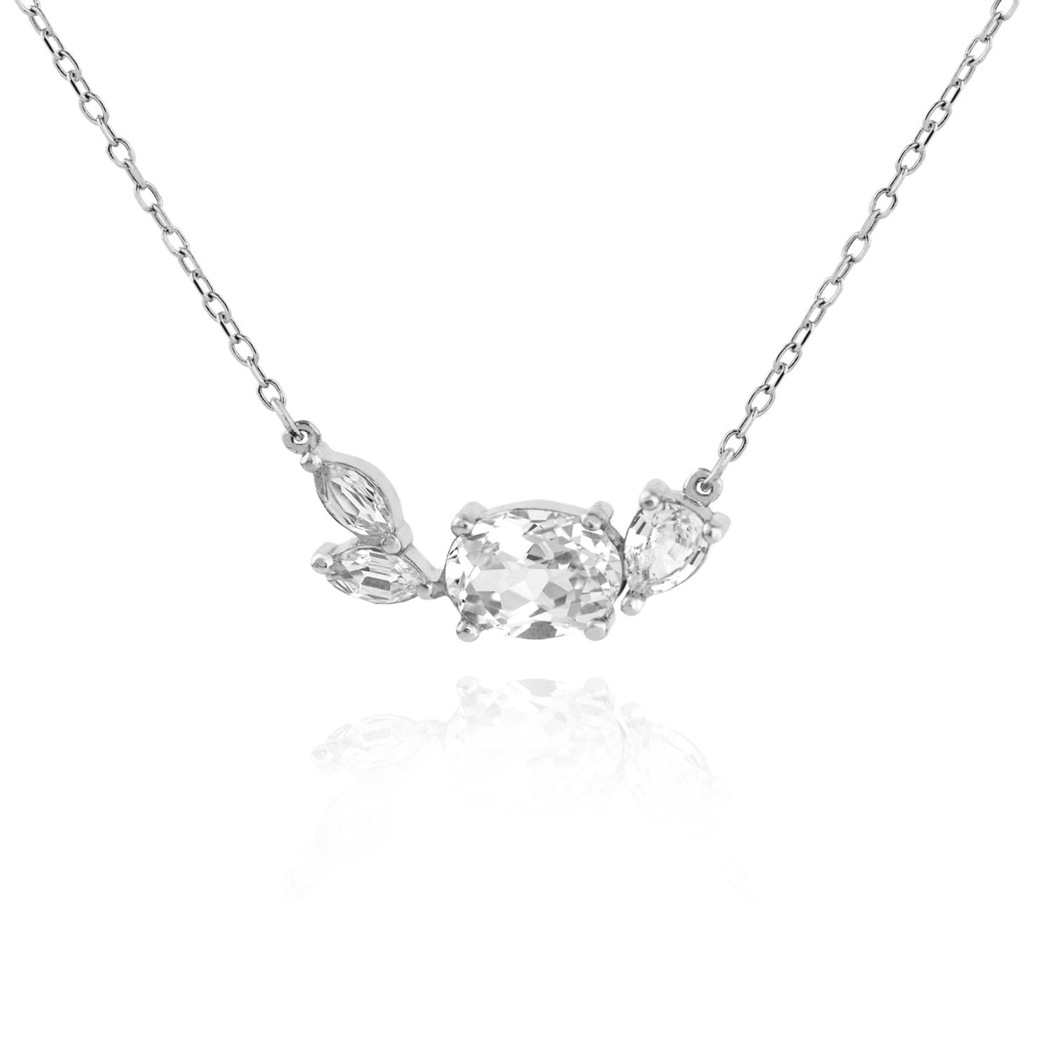Buy Jewelili Sterling Silver Created White Quartz and Created White  Sapphire Necklace Online at Lowest Price Ever in India | Check Reviews &  Ratings - Shop The World