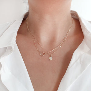 14K circle necklace, Karma necklace by Jamie Park Jewelry Handmade USA