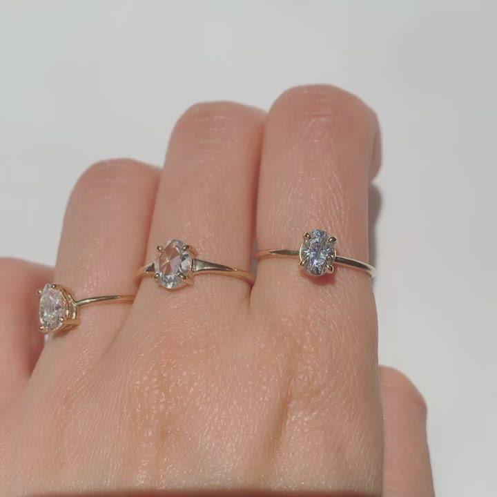 Jamie Park Jewelry | Haven Oval Rose Cut Moissanite Ring https://jamieparkjewelry.com/products/haven-moissanite-ring If you have had your heart set on a unique yet minimal design, the Haven Oval Rose Cut Moissanite Ring is the perfect choice. The larger facets create more dramatic brilliance, while the vintage-inspired rose cut adds a romantic and unique touch to this ring. The low-profile setting makes it ideal for everyday wea