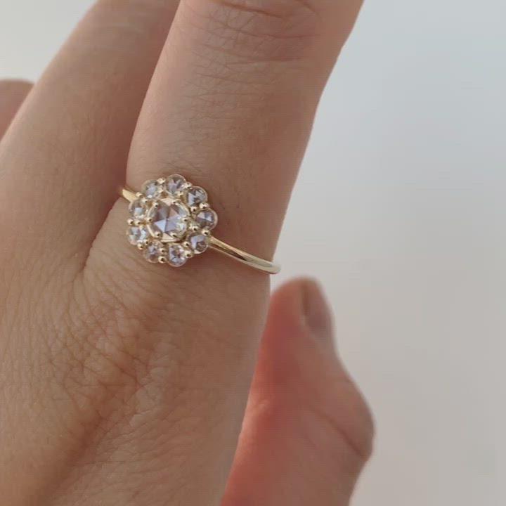 Victoria Rose Cut Halo Diamond Ring