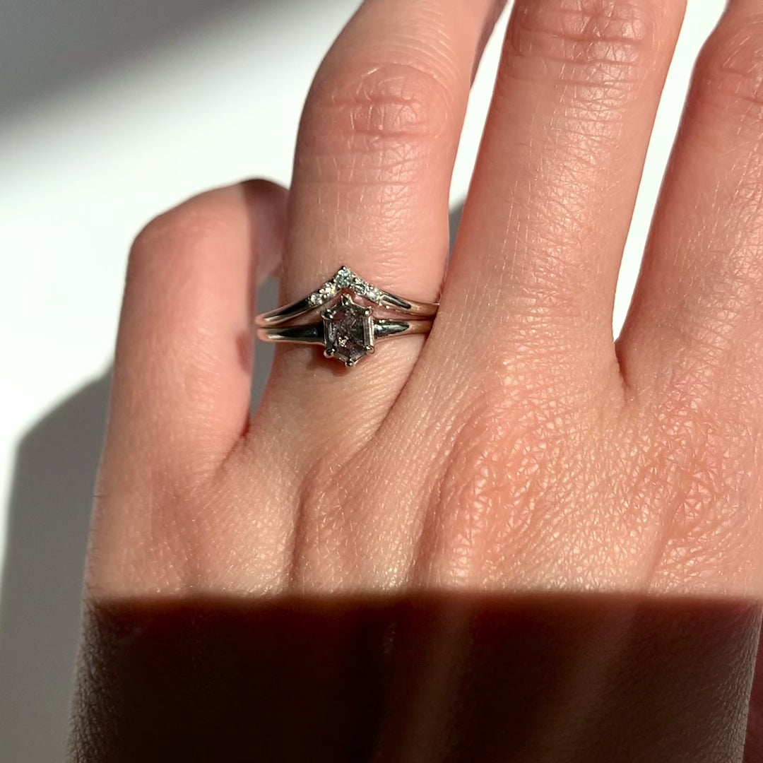 Jamie Park Jewelry - 0.79 tcw Hexagon Salt and Pepper Diamond Set