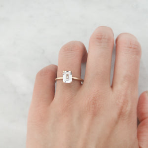 Bella Emerald cut white sapphire ring by jamie park jewelry usa