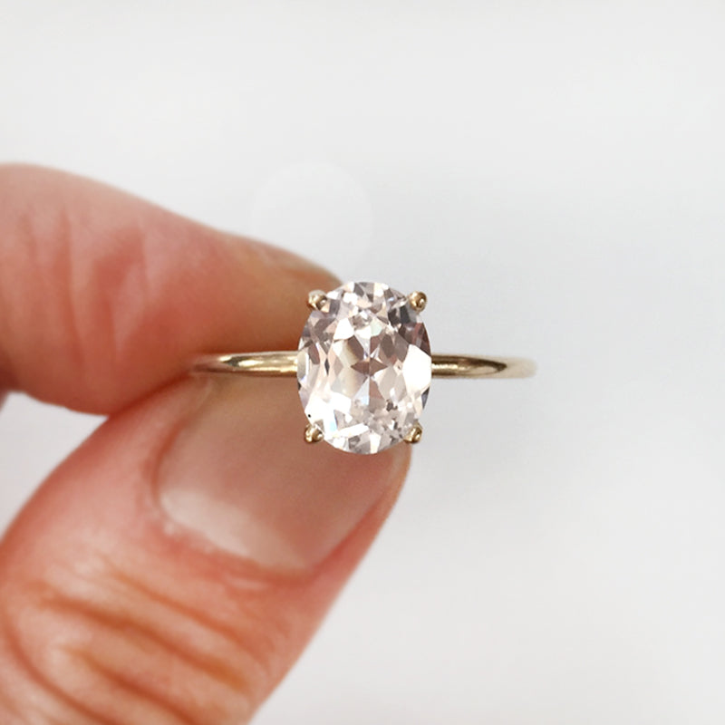 14K Oval White Sapphire Luna Ring by Jamie Park